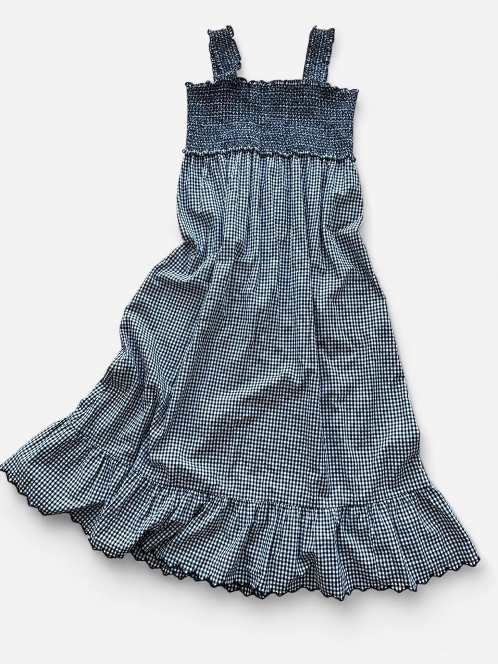 Rails Rumi Black / White Gingham Midi Smocked Dress Size M Cotton Blend Cottage